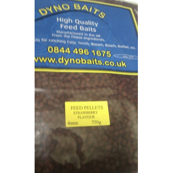 STRAWBERRY FLAVOUR FEEDER PELLETS ( 4mm ) ( DYNO BAITS ) 750g bag