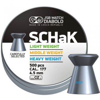 JSB Diabolo Schak Diabolo Flat Head Pellets .177 calibre 4.50mm 8.26 Grains Heavy Weight tin of 500