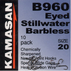 Kamasan B960 Hooks Eyed Stillwater Barbless Hook Size 20