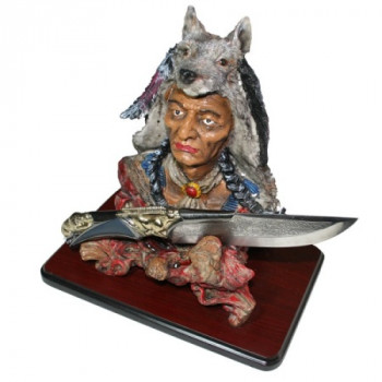 Native American Themed Knive and Stand (WK039)