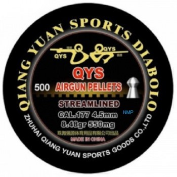 QYS FT STREAMLINED Airgun pellets .177 calibre 4.50mm 8.48 grains metal Tin of 500 Light